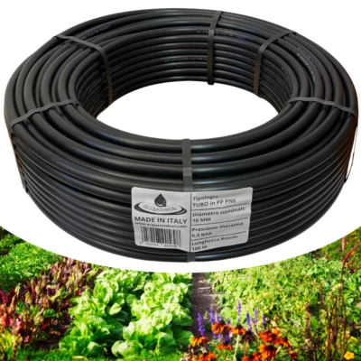 ACQUAVERDE TUBO IRRIGAZIONE da GIARDINO in POLIETILENE 16 mm PN6 GIARDINAGGIO ORTO 100 mt