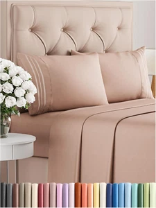 Queen Size 4 Piece Sheet Set - Comfy Breathable & Cooling Bed Sheets Set - Hotel - Picture 1 of 8