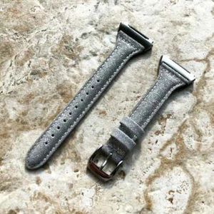 Silver Sparkling Glitter Slim Elegant Soft Leather Band Strap for Fitbit Ionic - Picture 1 of 5