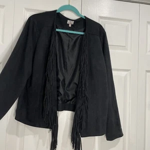 Hot in Hollywood Faux Suede Fringe Jacket Size XL - Picture 1 of 4