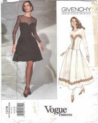 Vogue Designer Pattern 1276 Givenchy Lined Dress 2 Lengths Sizes 14-18 UNCUT - Image 1 of 4