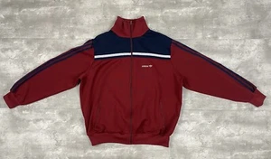 vintage 80s ADIDAS TRACK JACKET XL BURGUNDY NAVY GRAY full zip - Picture 1 of 14