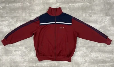 vintage 80s ADIDAS TRACK JACKET XL BURGUNDY NAVY GRAY full zip - Image 1 of 4