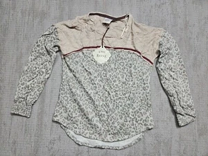 Knox Rose Women's Long Sleeve French Terry Shirt Size Small Gray Leopard Print - Picture 1 of 8