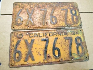 Par de placas de California 1934 6X7678 - Imagen 1 de 2