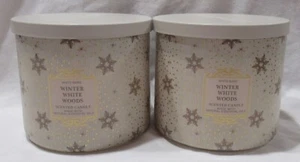 White Barn Bath & Body Works 3-wick Scented Candle Set 2 WINTER WHITE WOODS - Picture 1 of 4