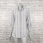 Habitat Clothes to live in Women's Button down Blouse in white striped check M