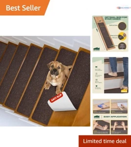 15 Pack Non-Slip Carpet Stair Treads 8" X 30" Safety Rug Indoor Use Brown - Picture 1 of 10