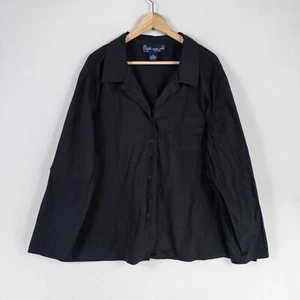 Susan Graver Style Shirt Women 3X Black Button Up Cotton Stretch Business Casual - Picture 1 of 8