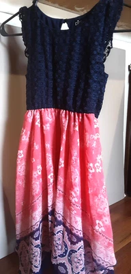Pink Violet Girls Floral Spring Dress Size M 7/8 - Image 1 of 4