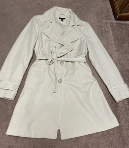 Tommy Hilfiger hellbraun elfenbeinfarben mit weißem Besatz Trenchcoat Damengröße Large mit Gürtel - Bild 1 von 22