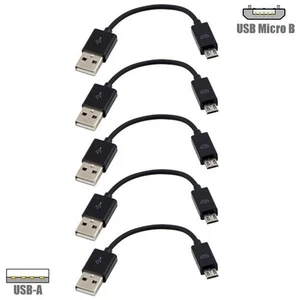5x 8" inch USB2.0 A type Male to Micro B USB-Male Adapter Cable PC to Phone - Picture 1 of 4