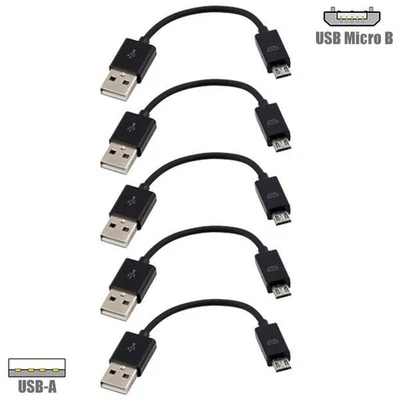 5x 8" inch USB2.0 A type Male to Micro B USB-Male Adapter Cable PC to Phone - Image 1 of 4