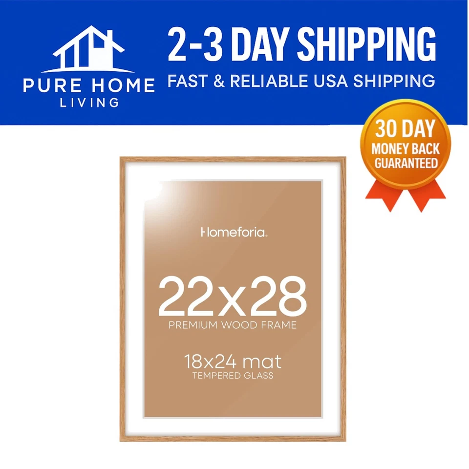 Eleva tu arte con marco de póster de roble natural 22x28 - vidrio templado incluido Foto 1 de 4