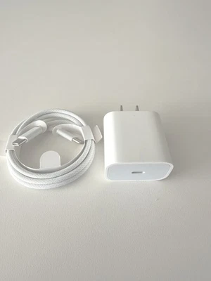 For Apple Fast Charger 20W  Power Adapter & USB-C 60W Braided Charge Cable 1m - Image 1 of 4