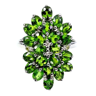 925 Sterling Silver Ring Oval Chrome Diopside 4x3mm Natural Gemstone Jewelry 7 - Image 1 of 4