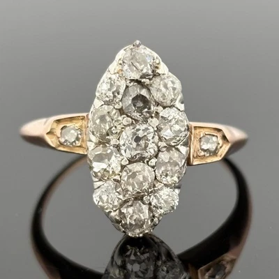 Antique Victorian Old Mine Cut Cluster Ring 18k ~1.60ctw - Image 1 of 4
