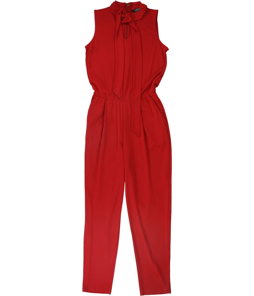 Mono Ralph Lauren para mujer con corbata delantera, rojo, pequeño, PL Foto 1 de 1