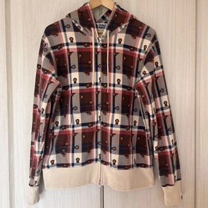 Used Ape Men'S M Size Full Zip Hoodie Sweatshirt Love Genet Check Milo All-Over - Picture 1 of 10
