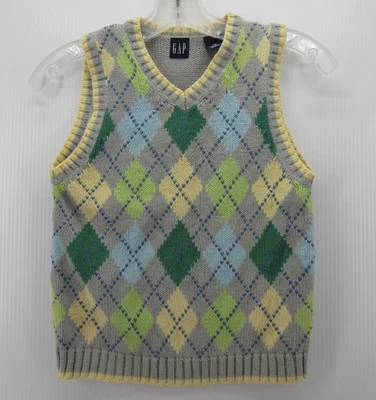 Suéter DE COLECCIÓN Gap Niñas XS Gris Chaleco Pullover Argyle Diamante Y2K Preppy * Foto 1 de 4