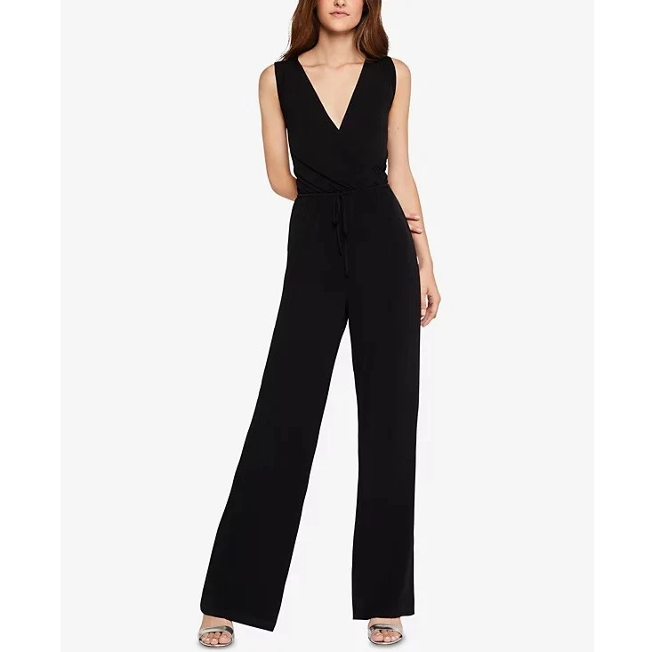 BCBGeneration V-neck Surplice Cut Out Back Sleeveless Shirring Jumpsuit, XXS - Image 1 of 1