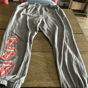 THE ROLLING STONES Felpa Jogger Donna Logo Grafico Grigio Erica Taglia L - Foto 1 di 15