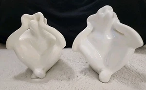 Elegant Bone China Hear No Evil See No Evil Monkeys 4" X 4" - Picture 1 of 14
