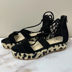 Vince Camuto Damen 9 Kellia Espadrille schwarz Leopard Plateau Schnürschuhe - Bild 1 von 9