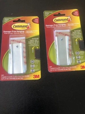 Command Picture Frame Hanger Sawtooth Metal Hanging Damage Free Wall - 2Pack New - Image 1 of 3