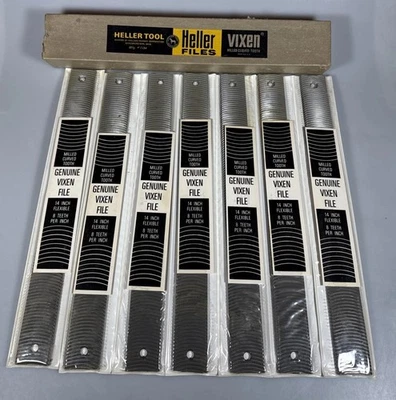Heller Tool Genuine Vixen Files 14” Flexible 8 TPI Curved Tooth USA Lot of 7 NOS - Image 1 of 4