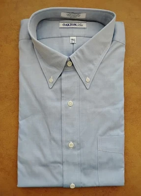 Men's Oakton Ltd. LS 100% Cotton Blue Oxford Shirt, Size 16-1/2  37, Tall, NWOT - Image 1 of 3