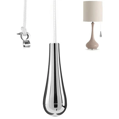 Bathroom Light Pull Cord Teardrop Chrome Handle Pull String 1.5m White Cord - Image 1 of 4