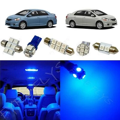 6x Kit de pacote interno de luzes LED azuis para 2007-2012 Toyota Yaris Sedan TY1B - Imagem 1 de 4