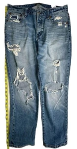 Pantalones de mezclilla ajustados de novio Abercrombie & Fitch Ames para mujer talla 28/6 regular tiro bajo azul - Imagen 1 de 5
