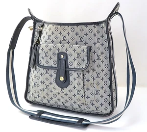 Auth LOUIS VUITTON Besace Mary Kate Blue Monogram Mini Lin Shoulder Bag #52702 - Picture 1 of 12