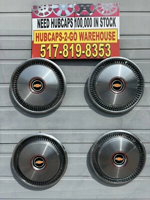 Chevrolet Nova 1975-81 Camaro Nova Chevelle 72 Slot Hubcaps Retro 14” Set4 Nice - Image 1 of 4