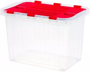 Bolsa de almacenamiento con tapa bisagra Superio 19 Qt, contenedor de almacenamiento apilable, paquete de 4 rojas - Imagen 1 de 1