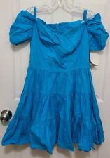 NWT NOS Vintage D.B.A. L.A. Mini Prairie Dress Bright Blue Puff Sleeves Size 5