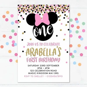 Personalised Minnie Mouse Invitations, Birthday Invites, 10 with envelopes - Picture 1 of 1