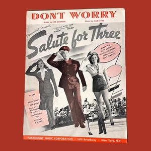 Dont Worry Sheet Music Salute For Three Kim Gannon Jule Styne Voice Ukulele 1943 - Picture 1 of 3