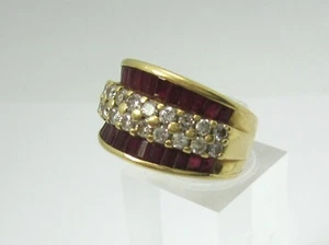 ~ESTATE 18K DIAMOND & RUBY CLUSTER STYLE HEAVY RING 3.345TCW APPRAISED $6,270.00 - Photo 1/15