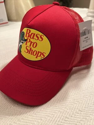 NWT Bass Pro Shops Hat Adult Red Mesh Snapback Trucker Cap Adujstable Fishing - Image 1 of 4