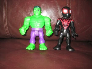 2018 HASBRO 2 SUPER HERO 5" HULK AND SPIDERMAN MAN MILES MORALES FIGURES - Picture 1 of 1