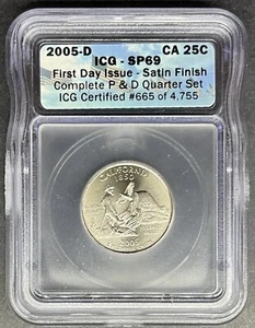 2005-D Satin California Quarter ICG SP-69, Buy 3 Items, Get $5 Off! - Picture 1 of 2