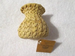 Papago Tohono O'odham Handgefertigte Korbvase mit Original Etikett - Bild 1 von 7