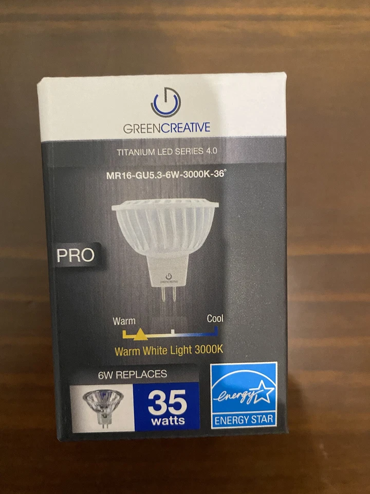 MAKE AN OFFER - Case Of 12 Green Creative LED MR16 GU5.3 6W 3000K 36° - Image 1 of 4