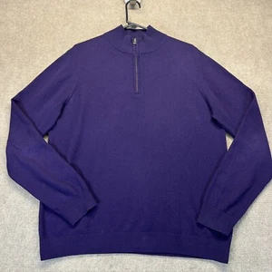 Faconnable 100% Cashmere Sweater Men's Large Purple 1/4 Zip Pullover Mock - Picture 1 of 11