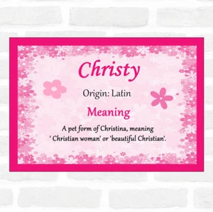 Christy Name Meaning Pink Certificate - Picture 1 of 1