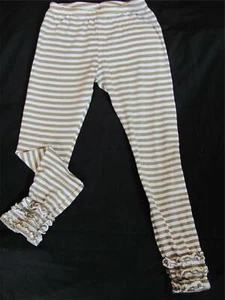 Persnickety Brown White Striped Knit Pants Leggings Size 7 - Picture 1 of 5