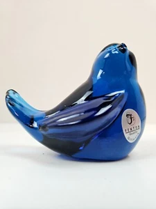 Vintage Fenton Blue Songbird Cobalt Paperweight Stickers Stamped Bird Figure - Picture 1 of 10